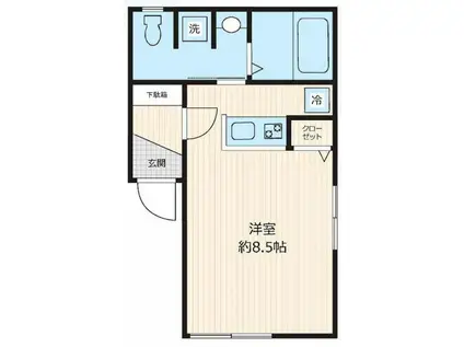 ハピネス戸田公園(ワンルーム/2階)の間取り写真