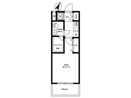 RELUXIA成増II(1K/3階)の間取り写真