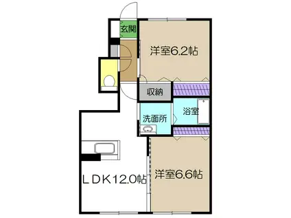  シャーメゾン・アゼリアG棟(2LDK/1階)の間取り写真