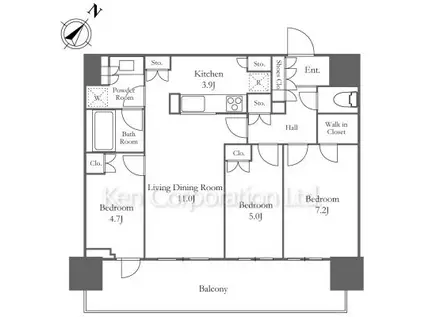 HARUMI FLAG PORT VILLAGE(3LDK/14階)の間取り写真