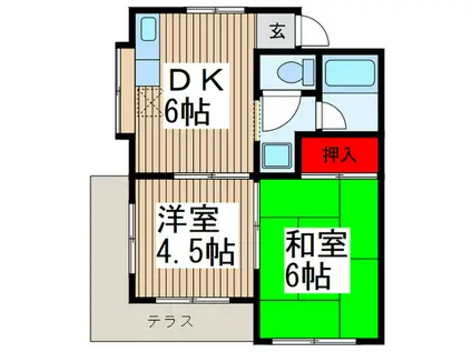 エスペラント稔台(2DK/1階)の間取り写真