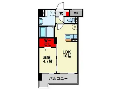 グランヒルズ戸畑(1LDK/4階)の間取り写真