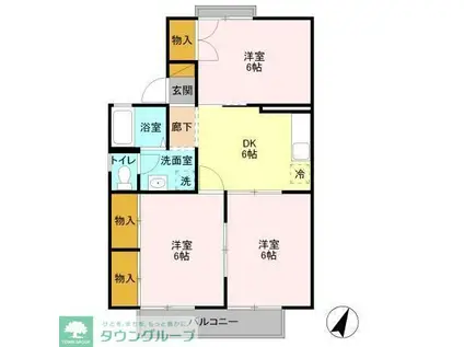 パールハイツ(3DK/2階)の間取り写真