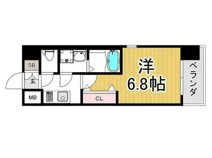 レジュールアッシュ玉造(1K/4階)の間取り写真