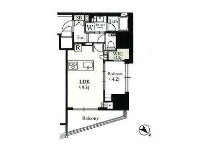 パークリュクス白金高輪(1LDK/2階)の間取り写真