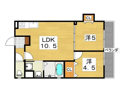ラモーナ木田町(2LDK/3階)の間取り写真