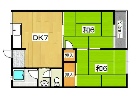 男山ハイツA棟(2DK/2階)の間取り写真