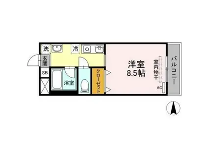 マメゾン三野(ワンルーム/3階)の間取り写真