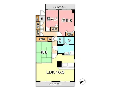 グリーンコート日吉(3LDK/2階)の間取り写真