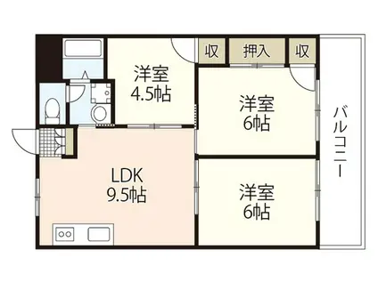寿々ビル(3LDK/2階)の間取り写真