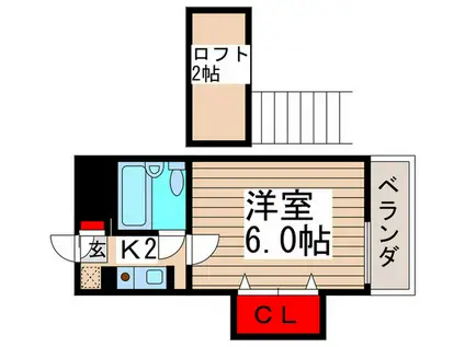 ジョイフル西船(1K/2階)の間取り写真