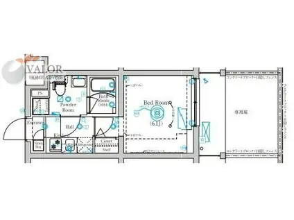 MIND 武蔵中原(1K/1階)の間取り写真