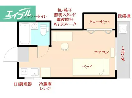 カーサフィオーレ学南町(ワンルーム/2階)の間取り写真