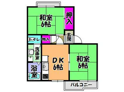 イブキガーデン(2DK/2階)の間取り写真