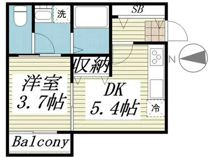 LE GRAND横浜南(1DK/1階)の間取り写真