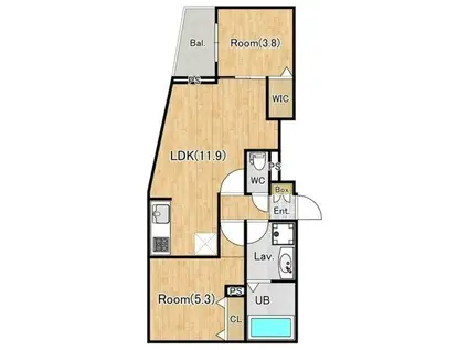 ジーグランデ西大井(2LDK/3階)の間取り写真