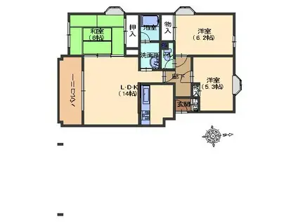メゾンマルシン(3LDK/2階)の間取り写真