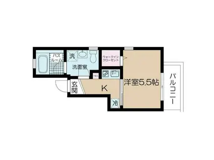 フォレストバレー豊町(1K/2階)の間取り写真