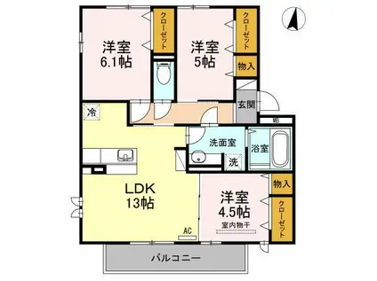 BLOSSOM B棟(3LDK/3階)の間取り写真