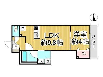 ウェルスクエア西宮(1LDK/4階)の間取り写真