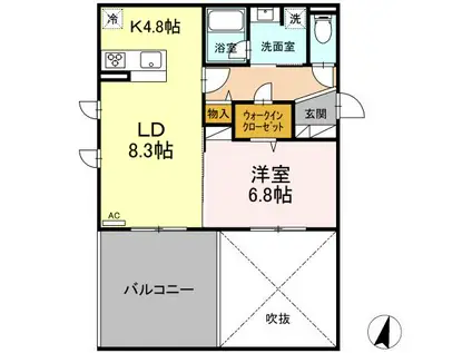 グレースコートヤマト(1LDK/2階)の間取り写真