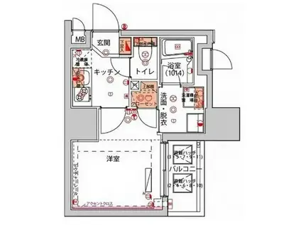 ハーモニーレジデンス川崎(1K/3階)の間取り写真