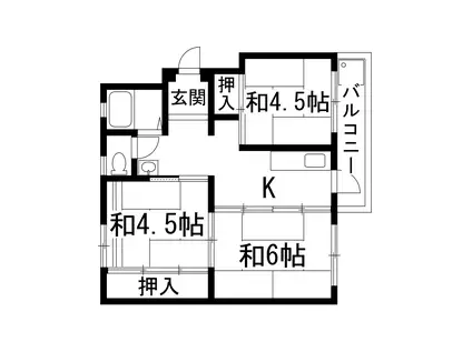 宝梅園4号棟(3K/1階)の間取り写真