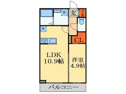 グラン レガーメ ヴィラ(1LDK/3階)の間取り写真
