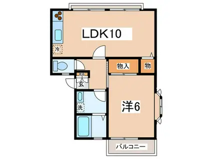 カサビレッジB棟(1LDK/1階)の間取り写真