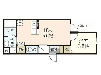 トリニティII(1LDK/1階)の間取り写真