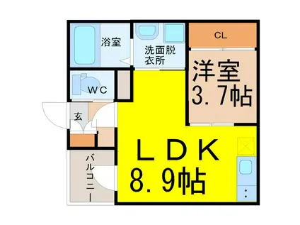 グランディエール(1LDK/3階)の間取り写真