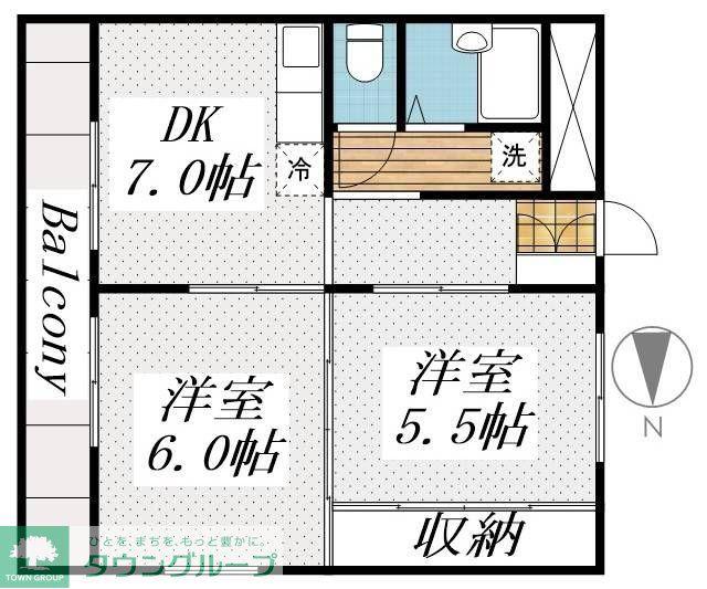 エクセレントひばりが丘B(2DK/1階)の間取り写真