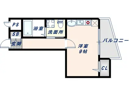 ブルービー玉造(1K/3階)の間取り写真