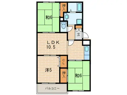 メゾン鈴原(3LDK/1階)の間取り写真