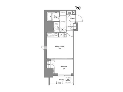 コンフォリア板橋区役所前(1DK/2階)の間取り写真