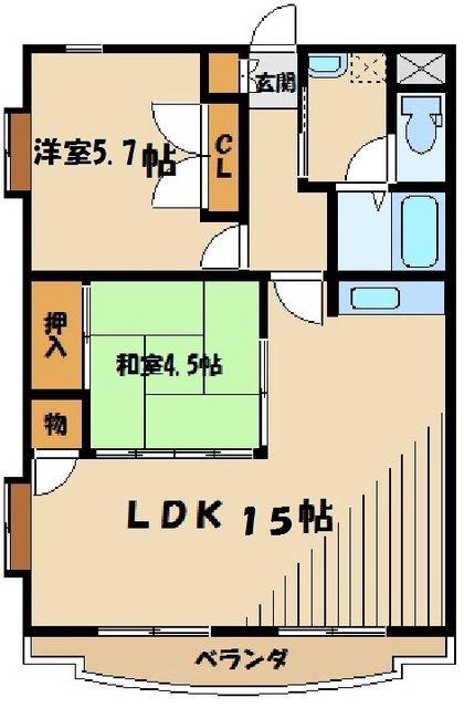 メイプル・ハイツ(2LDK/1階)の間取り写真