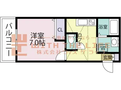 Aレガート久留米大前(1K/2階)の間取り写真