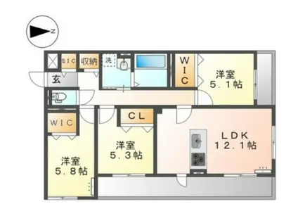 ベラパーシェ(3LDK/2階)の間取り写真