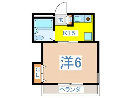 メゾンチャート(1K/2階)の間取り写真