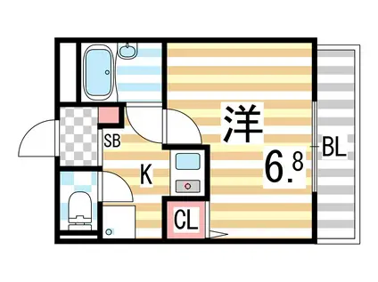 ドリームネオポリス北鴻池(1K/4階)の間取り写真