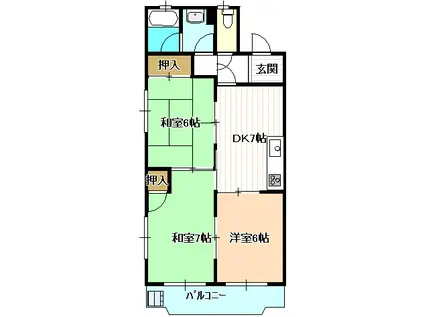 マンション雅(3DK/4階)の間取り写真