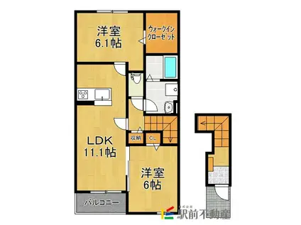 ウィステリアヒルズ III(2LDK/2階)の間取り写真