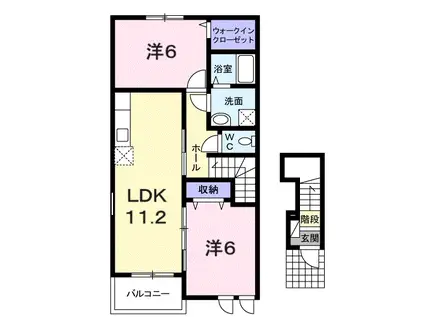 シエル・アンソレイル(2LDK/2階)の間取り写真