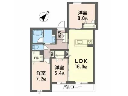 サザンクレイン(3LDK/3階)の間取り写真
