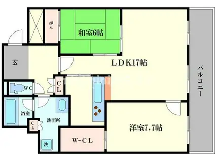 サンクタスタワー心斎橋ミラノグランデ(2LDK/17階)の間取り写真