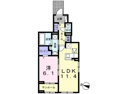 サニーガーデン(1LDK/1階)の間取り写真