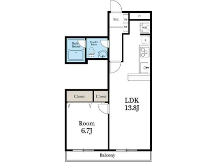 アパートメントライブライフ(1LDK/3階)の間取り写真