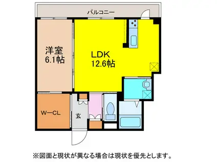 GLANZ喜々津駅前(1LDK/5階)の間取り写真