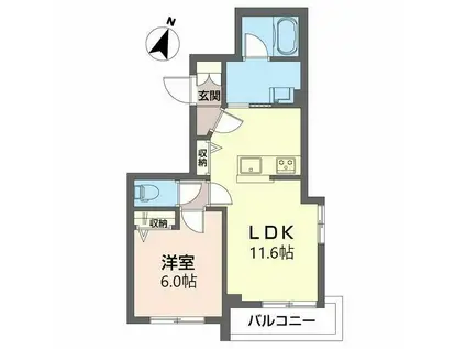 サルーテ三軒茶屋(1LDK/3階)の間取り写真