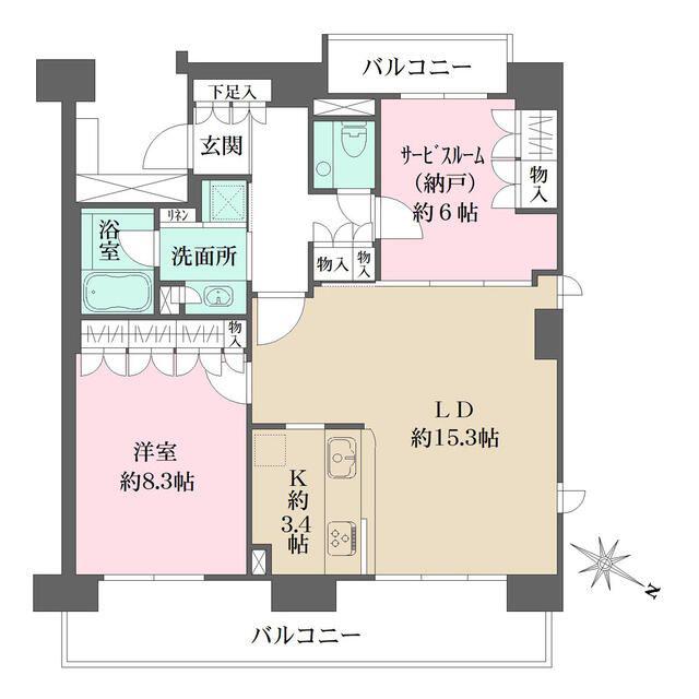 番町レジデンス(1SLDK/2階)の間取り写真